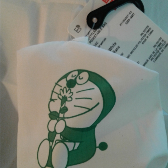 NWT Doraemon Uniqlo Recycled Pocketable Tote Eco Bag unisex unlocking the power - Picture 8 of 8